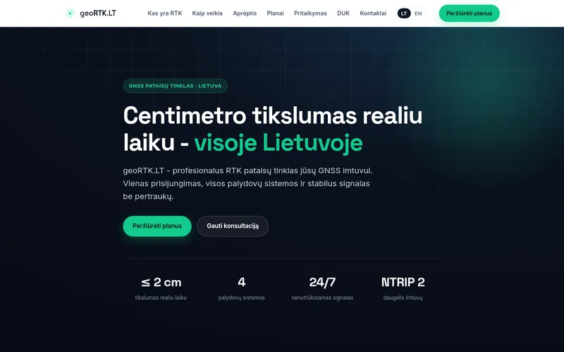 geoRTK.lt website, centimetre-accurate GNSS network