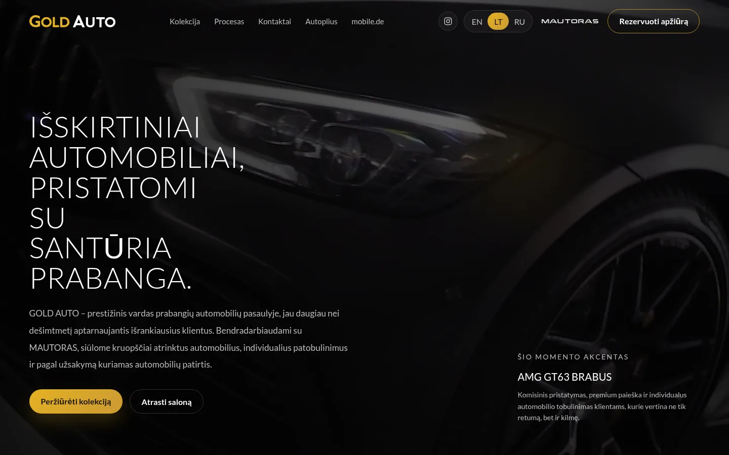 The Gold Auto website after the rebuild