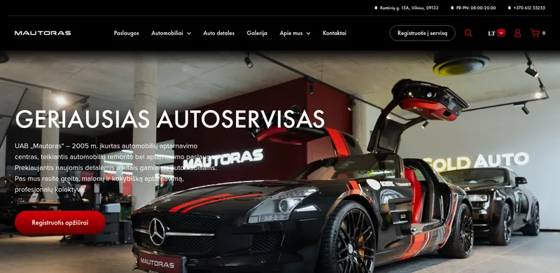Mautoras.lt website, premium car service in Vilnius