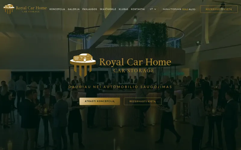 Royalcarhome.lt website, VIP car storage